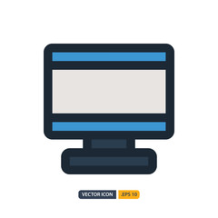 monitor icon in Outline Color style isolated on white background. for your web site design, logo, app, UI. Vector graphics illustration and editable stroke. EPS 10.