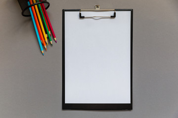 Stationery for students, students on a grey background. Ready for school