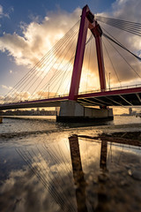 Fototapeta na wymiar Rotterdam, the Netherlands - January 18 2020: View on the Willemsbrug, one of the many beutifull bridges in Rotterdam