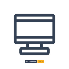 monitor icon in Outline style isolated on white background. for your web site design, logo, app, UI. Vector graphics illustration and editable stroke. EPS 10.