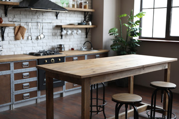 Beautiful kitchen interior with new stylish furniture