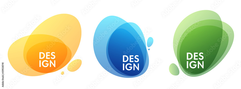Poster set of modern abstract vector banners. flat geometric shapes of different colors with black outline 