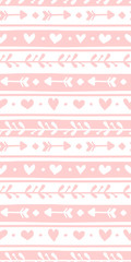 Vector seamless pattern with hand drawn elements for Valentine's Day. Cute design for fabric, wrapping, wallpaper