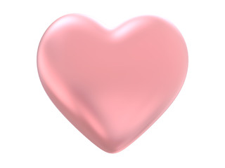 Pink heart glossy shape isolated on white background with clipping path. Object.