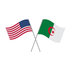 American and Algerian flags vector isolated on white