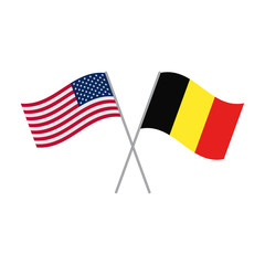 American and Belgian flags vector isolated on white