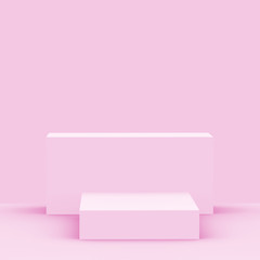 Obraz na płótnie Canvas 3d pink sweet stage podium scene minimal studio background. Abstract 3d geometric shape object illustration render. Display for cosmetic fashion and valentine product. 
