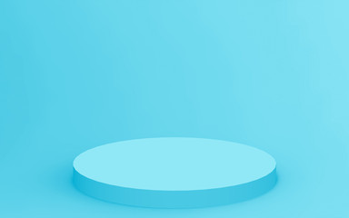 3d blue cylinder podium minimal studio background. Abstract 3d geometric shape object illustration render. Display for medicine product...