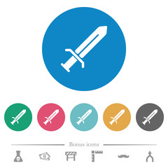 Sword flat round icons