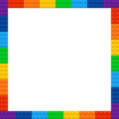 Vector frame from kids construction/building blocks/bricks. For kids party, birthday. Background with toys. Suitable for greetings card, holidays.  © Veaceslav