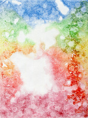 Bright painted watercolor rainbow texture. Hand drawn background with text place.