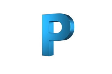 3D Blue Letter P Isolated White Background