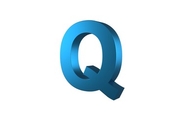 3D Blue Letter Q Isolated White Background