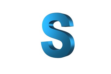 Naklejka premium 3D Blue Letter S Isolated White Background