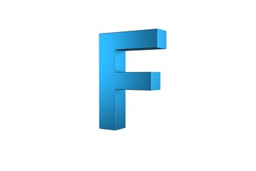 3D Blue Letter F Isolated White Background