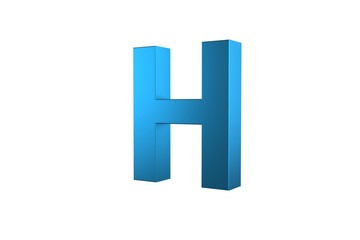 3D Blue Letter H Isolated White Background
