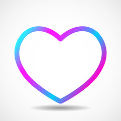 Big Valentine heart with colorful gradient isolated on white background. Vector symbol