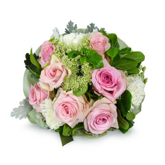 Bouquet of pink roses isolated on white background