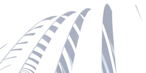 Fototapeta premium Abstract white object from arched curved stripes on white background 3d render