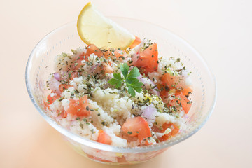 Traditional oriental salad Tabbouleh in bowl