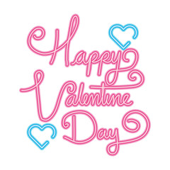 Fototapeta na wymiar happy valentines day lettering with hearts decoration vector illustration design