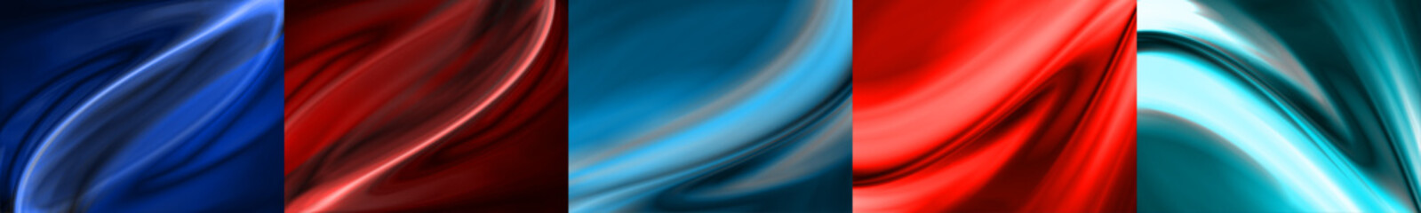 Set of abstract colorful backgrounds, futuristic wavy shapes. Vector illustration