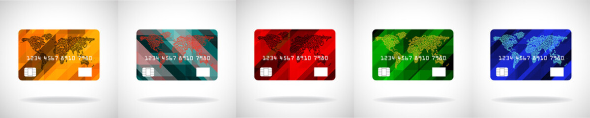 Set of credit card icon isolated on white background. Vector illustration