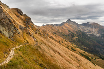 Obraz premium Beautiful autumn panorama landscape with a view of the Tatra Mountains