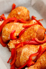 Roasted chicken with red pepper.