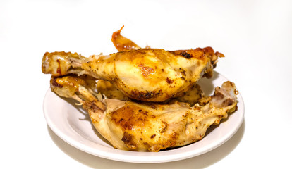 fried chicken on a plate and white background
