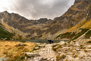Beautiful autumn panorama landscape with a view of the Tatra Mountains