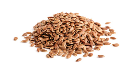Flax seed on white background.