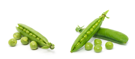 fresh green peas isolated on a white background