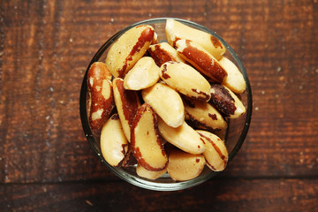 A bowl with peeled Brazil nuts