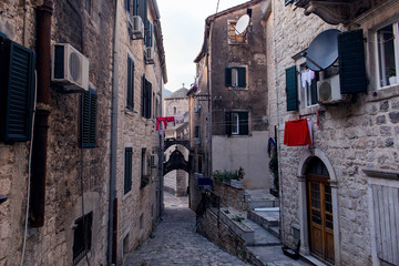 Laundry, washing, drying, street, Montenegro, Kotor, old town, street, outside, habit, humidity, custom, clothing,; 