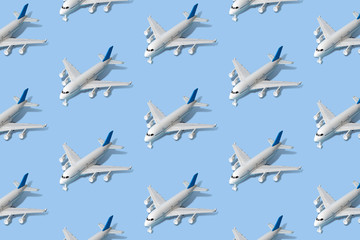 Airplane toy texture abstract isolated on blue.