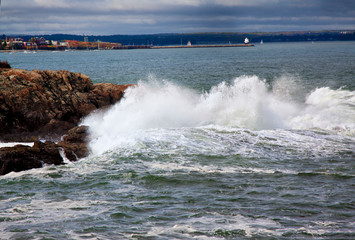 waves crashing on the rocks