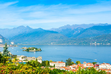 Beautiful autumn landscape of Stresa town, Italy