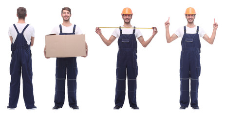 Obraz premium in full growth. male handyman isolated on white.