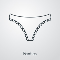 Icono lineal bragas con puntilla en fondo gris
