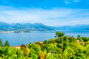 Beautiful autumn landscape of Stresa town, Italy