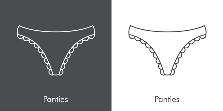 Icono lineal bragas con puntilla en fondo gris y fondo blanco