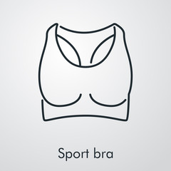 Símbolo sports bra. Icono lineal en fondo gris