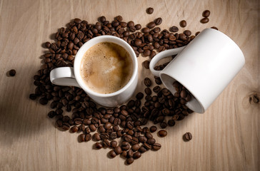 Coffee beans in a Cup of coffee