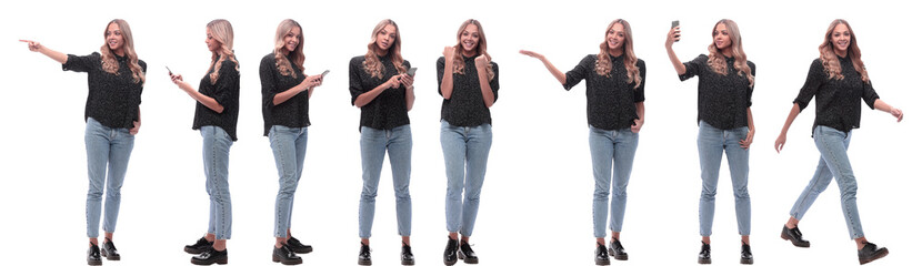 collage of photos of a cute young woman.