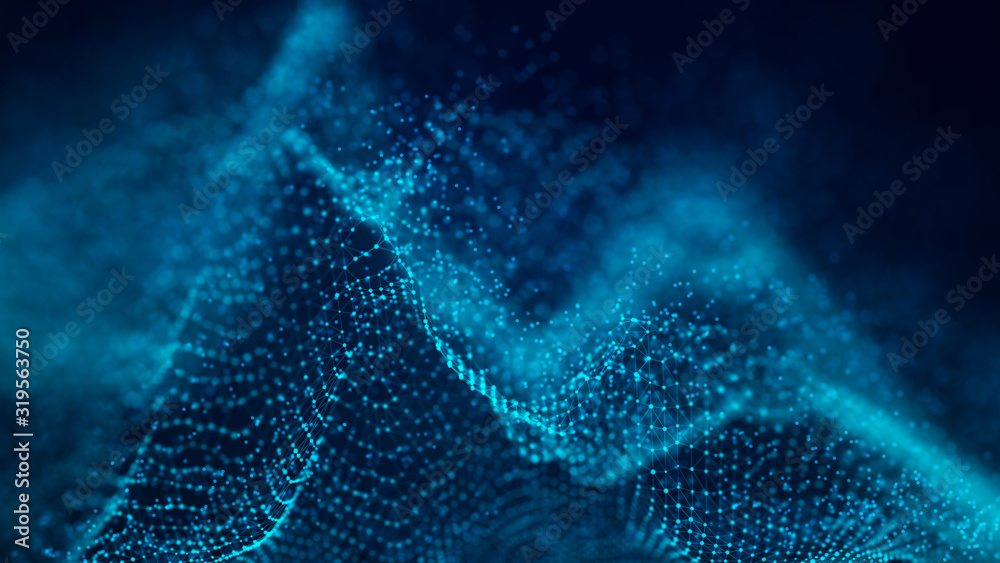 Aufkleber Technological wave of points. Digital background. Great data visualization.