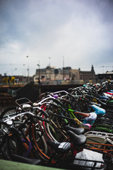 Hundreds of bicycles locked up in Amsterdam