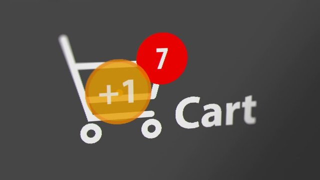 Cart Icon with Animated Counting Numbers. Online Shopping Concept
