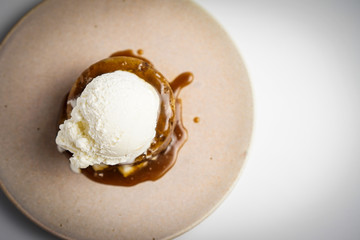Homemade Sticky Toffee Pudding with Vanilla Ice Cream