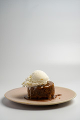 Homemade Sticky Toffee Pudding with Vanilla Ice Cream